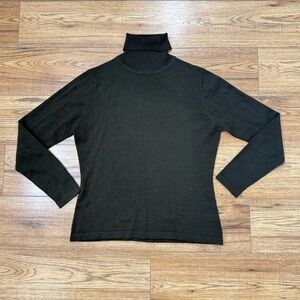 JONES NEWYORK 100% MERINO WOOL DARK GREEN LONG SLEEVE TURTLE NECK SWEATER SIZE M